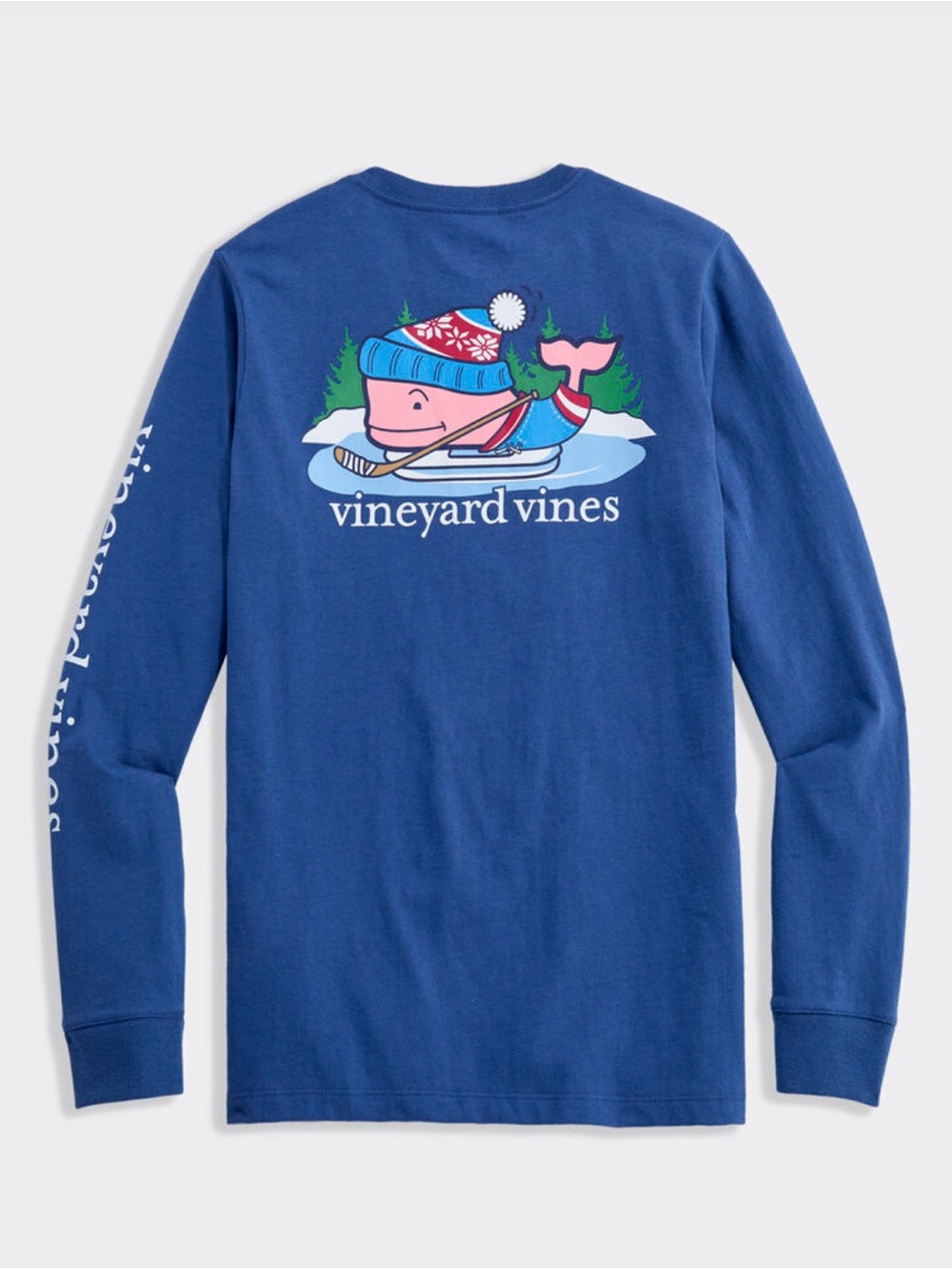 Vineyard Vines Long Sleeve Pond Hockey Whale Pocket Tee Blue NWT Sizes M, L, XL